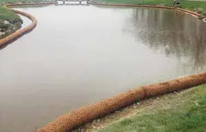 Coir logs used for soil reinforcement and erosion control along waterways